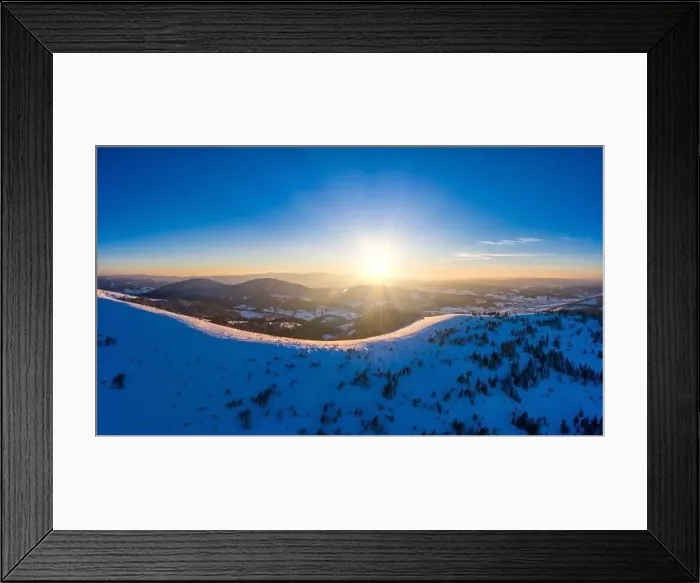 Framed Print : Aerial view of beautiful winter mountain slopes