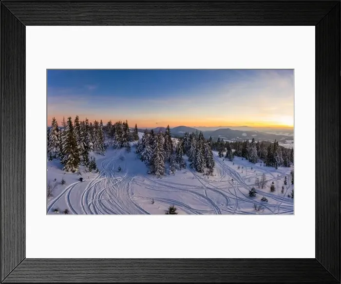 Framed Print : Wonderful landscapes of the Carpathian mountains covered with the first snow in Ukraine near the village of Pylypets