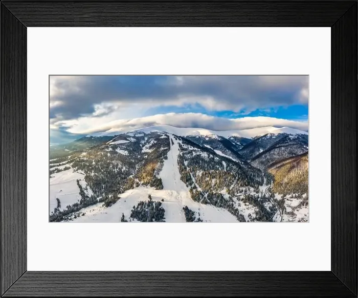 Framed Print : Magical winter panorama of beautiful snowy slopes Framed Print : Magical winter panorama of beautiful snowy slopes