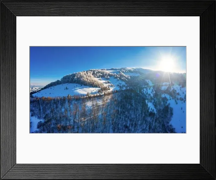 Framed Print : Aerial view of beautiful winter mountain slopes Framed Print : Aerial view of beautiful winter mountain slopes