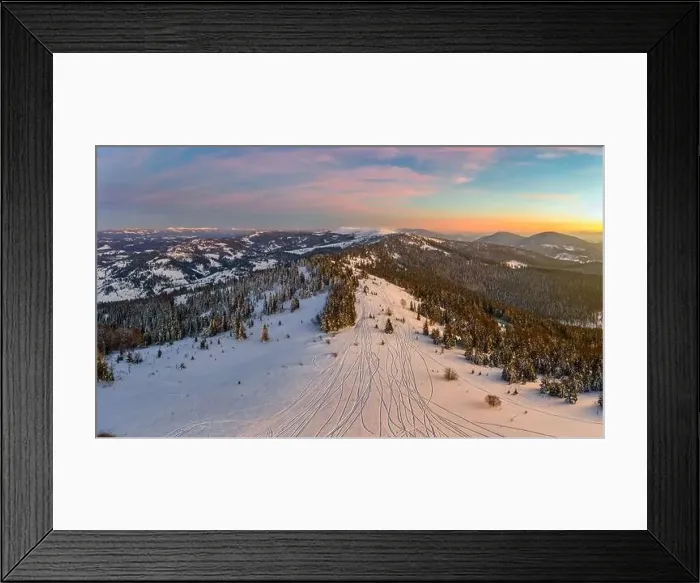 Framed Print : Magical winter panorama of beautiful snowy slopes Framed Print : Magical winter panorama of beautiful snowy slopes