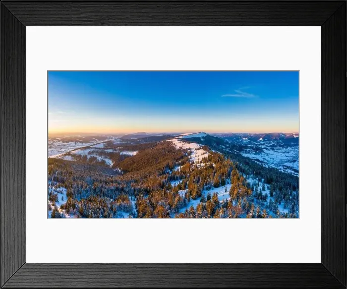 Framed Print : Aerial view of beautiful winter mountain slopes Framed Print : Aerial view of beautiful winter mountain slopes