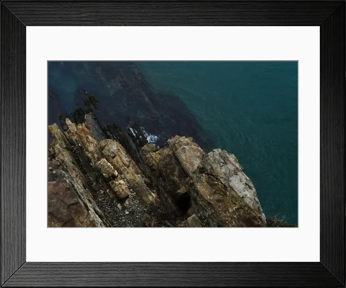 Framed Print : View from a high cliff to the blue turquoise clear sea and coral reefs under the water Framed Print : View from a high cliff to the blue turquoise clear sea and coral reefs under the water