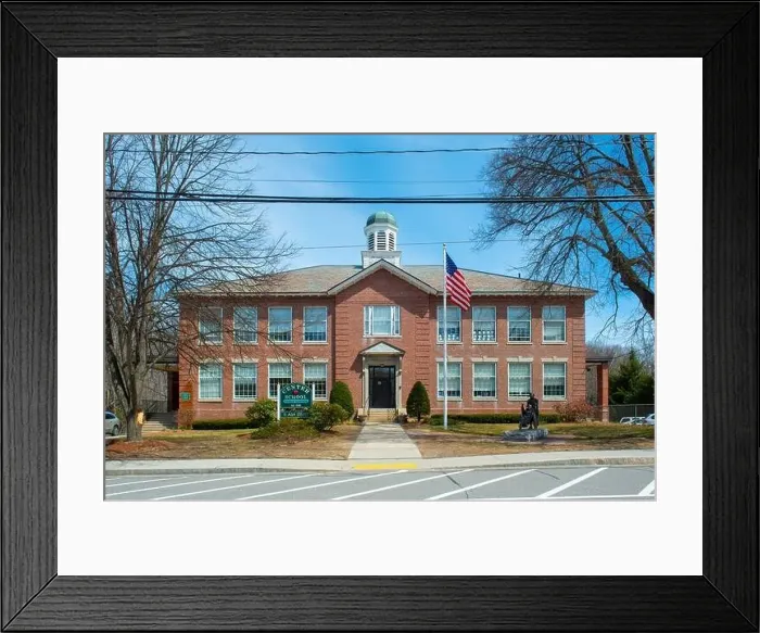 Framed Print : Historic Center School in town center in Hopkinton, Massachusetts MA, USA Framed Print : Historic Center School in town center in Hopkinton, Massachusetts MA, USA