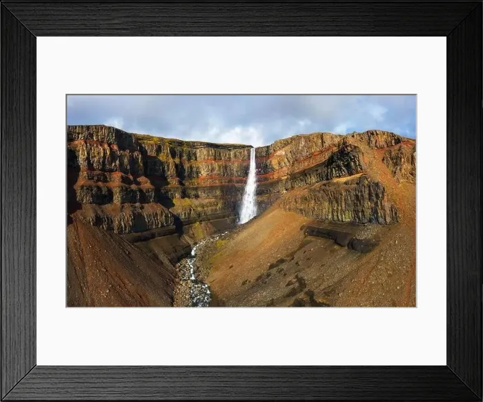 Framed Print : Aerial view of the Hengifoss waterfall in East Iceland Framed Print : Aerial view of the Hengifoss waterfall in East Iceland