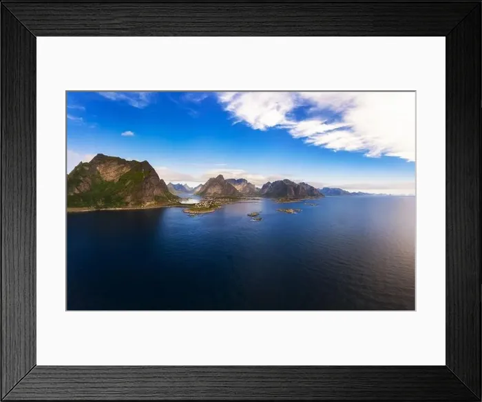 Framed Print : Reine fishing village surrounded by high mountains on Lofoten islands Framed Print : Reine fishing village surrounded by high mountains on Lofoten islands