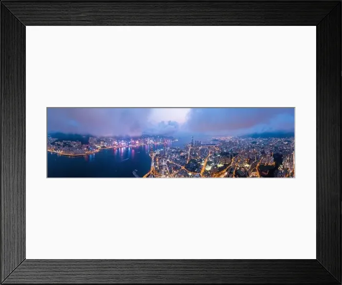 Framed Print : Epic aerial view of night scene of Victoria Harbour, Hong Kong, famous travel destination, metropolis Framed Print : Epic aerial view of night scene of Victoria Harbour, Hong Kong, famous travel destination, metropolis
