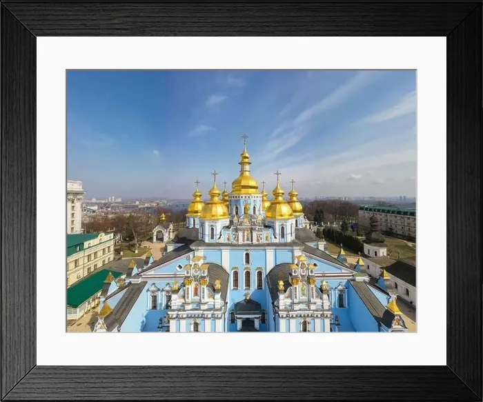 Framed Print : Kyiv, Ukraine -April 1, 2021: St. Michael's Golden-Domed Monastery in Kyiv, Ukraine. View from drone Framed Print : Kyiv, Ukraine -April 1, 2021: St. Michael's Golden-Domed Monastery in Kyiv, Ukraine. View from drone