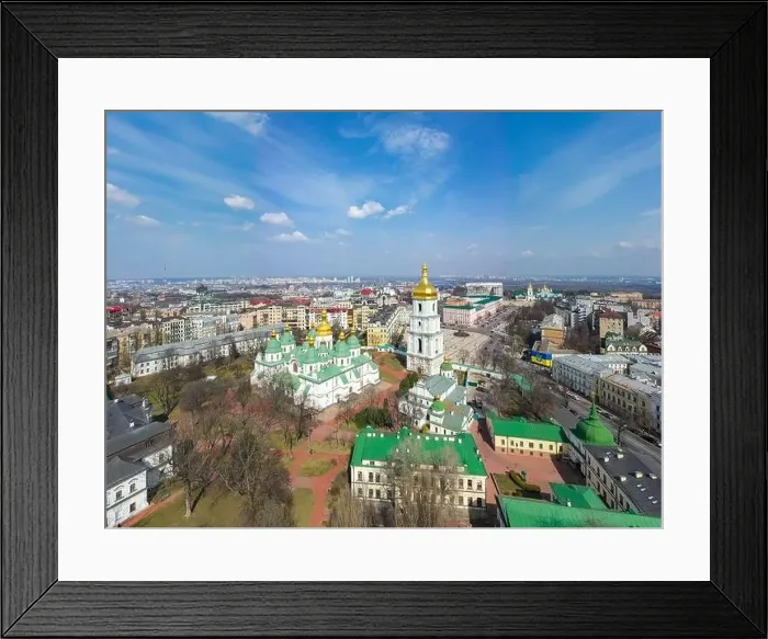 Framed Print : Kyiv, Ukraine - April 1, 2020: Saint Sophia's Cathedral, Kyiv. View from drone Framed Print : Kyiv, Ukraine - April 1, 2020: Saint Sophia's Cathedral, Kyiv. View from drone