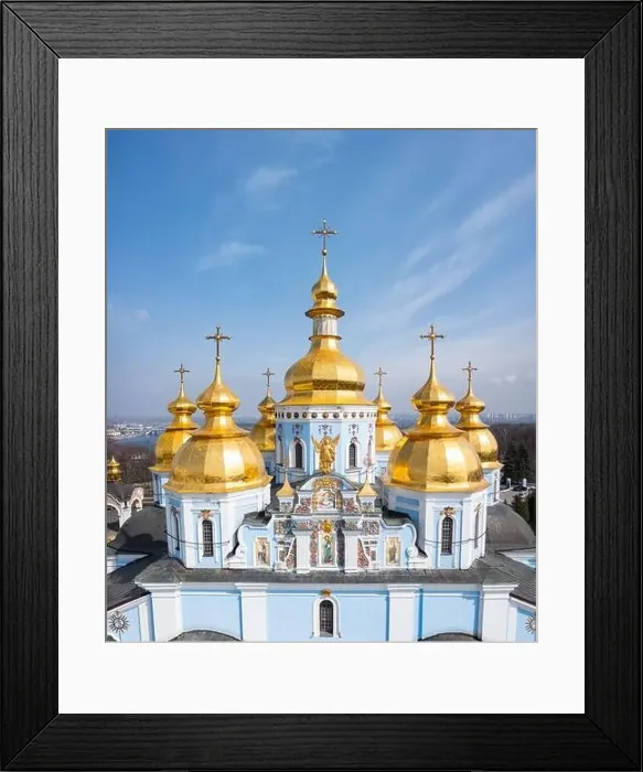 Framed Print : Kyiv, Ukraine -April 1, 2021: St. Michael's Golden-Domed Monastery in Kyiv, Ukraine. View from drone Framed Print : Kyiv, Ukraine -April 1, 2021: St. Michael's Golden-Domed Monastery in Kyiv, Ukraine. View from drone