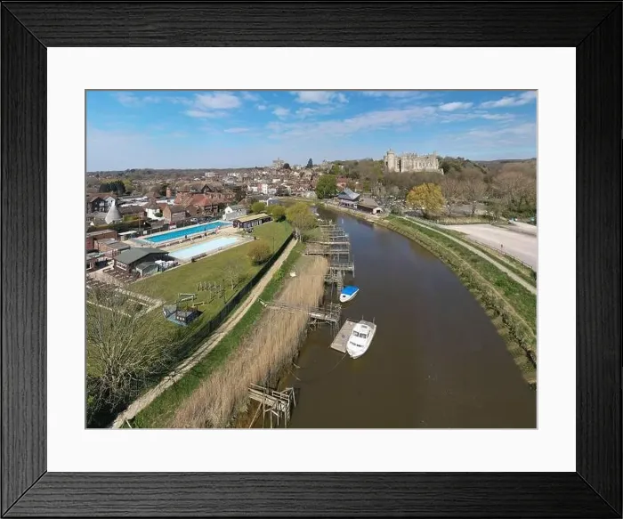 Framed Print : Arundel Town aerial panoramic photo of the River Arun with the Castle Framed Print : Arundel Town aerial panoramic photo of the River Arun with the Castle