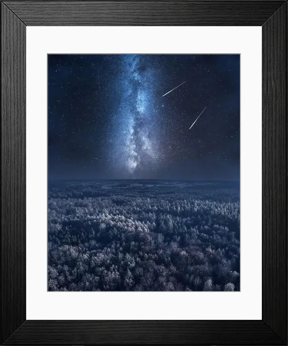 Framed Print : Autumn forest and milky way. Aerial view of wildlife in Poland, Europe Framed Print : Autumn forest and milky way. Aerial view of wildlife in Poland, Europe