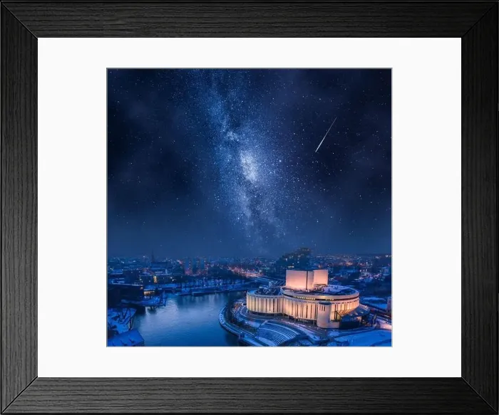 Framed Print : Milky way over Opera Nova in Bydgoszcz at winter, Poland, Europe. Architecture in Poland at night Framed Print : Milky way over Opera Nova in Bydgoszcz at winter, Poland, Europe. Architecture in Poland at night