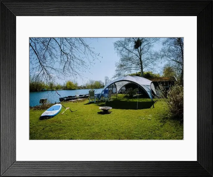 Framed Print : Aerial view of small islands in the Lake Vinkeveense Plassen Framed Print : Aerial view of small islands in the Lake Vinkeveense Plassen