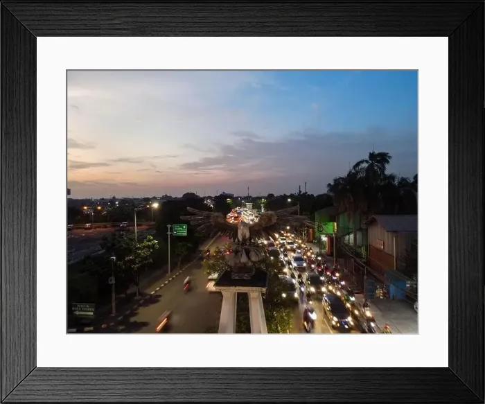 Framed Print : Aerial view of the city traffics at the Jakarta at night Framed Print : Aerial view of the city traffics at the Jakarta at night