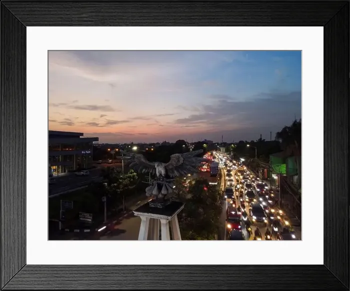 Framed Print : Aerial view of the city traffics at the Jakarta at night Framed Print : Aerial view of the city traffics at the Jakarta at night