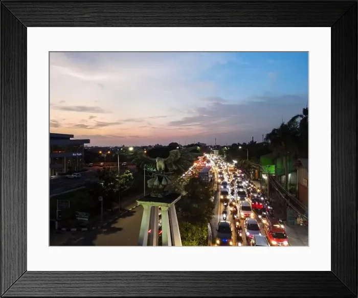 Framed Print : Aerial view of the city traffics at the Jakarta at night Framed Print : Aerial view of the city traffics at the Jakarta at night