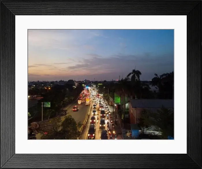 Framed Print : Aerial view of the city traffics at the Jakarta at night Framed Print : Aerial view of the city traffics at the Jakarta at night
