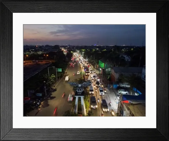 Framed Print : Aerial view of the city traffics at the Jakarta at night Framed Print : Aerial view of the city traffics at the Jakarta at night