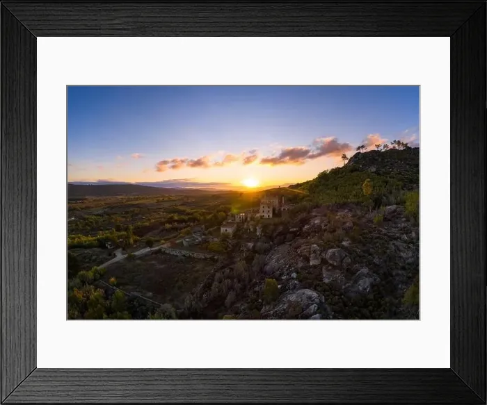 Framed Print : Drone aerial panorama of Termas Radium Hotel Serra da Pena at sunset in Sortelha, Portugal Framed Print : Drone aerial panorama of Termas Radium Hotel Serra da Pena at sunset in Sortelha, Portugal