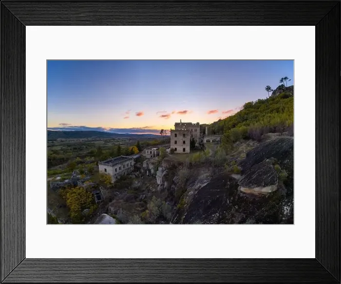 Framed Print : Drone aerial panorama of Termas Radium Hotel Serra da Pena at sunset in Sortelha, Portugal Framed Print : Drone aerial panorama of Termas Radium Hotel Serra da Pena at sunset in Sortelha, Portugal