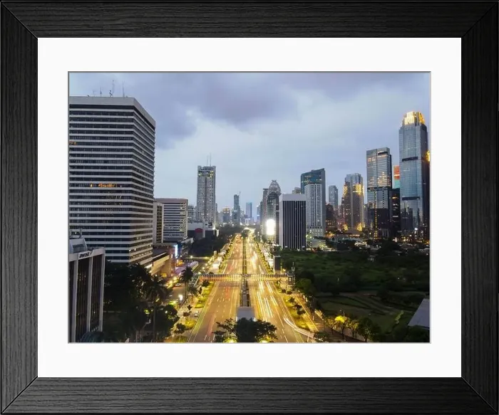 Framed Print : Aerial view of the city traffics at the Jakarta at night Framed Print : Aerial view of the city traffics at the Jakarta at night