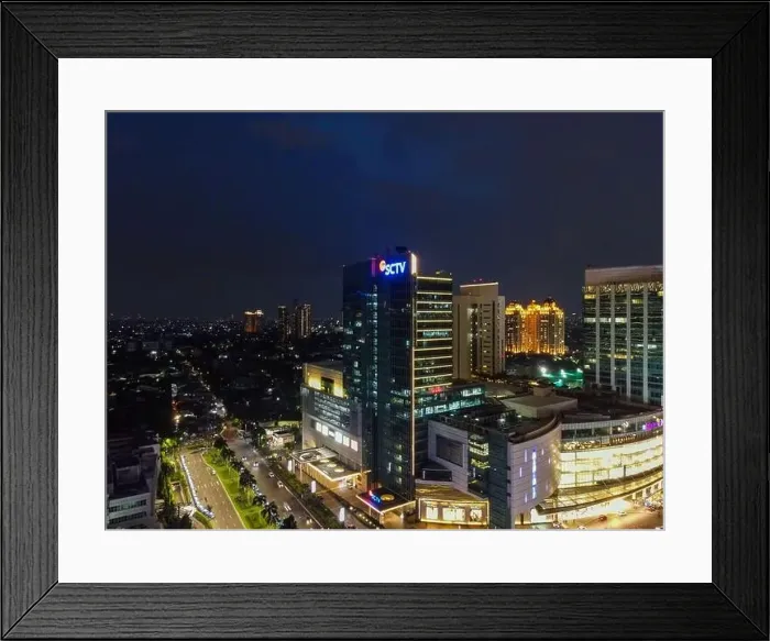 Framed Print : Aerial view of the city traffics at the Jakarta at night Framed Print : Aerial view of the city traffics at the Jakarta at night