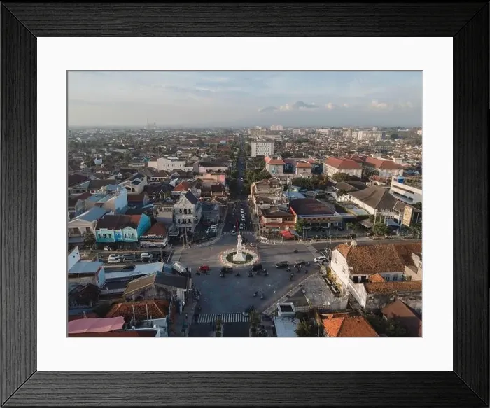 Framed Print : Aerial view of Tugu Jogja or Yogyakarta Monument, Indonesia. Yogyakarta, Indonesia - April, 2021 Framed Print : Aerial view of Tugu Jogja or Yogyakarta Monument, Indonesia. Yogyakarta, Indonesia - April, 2021