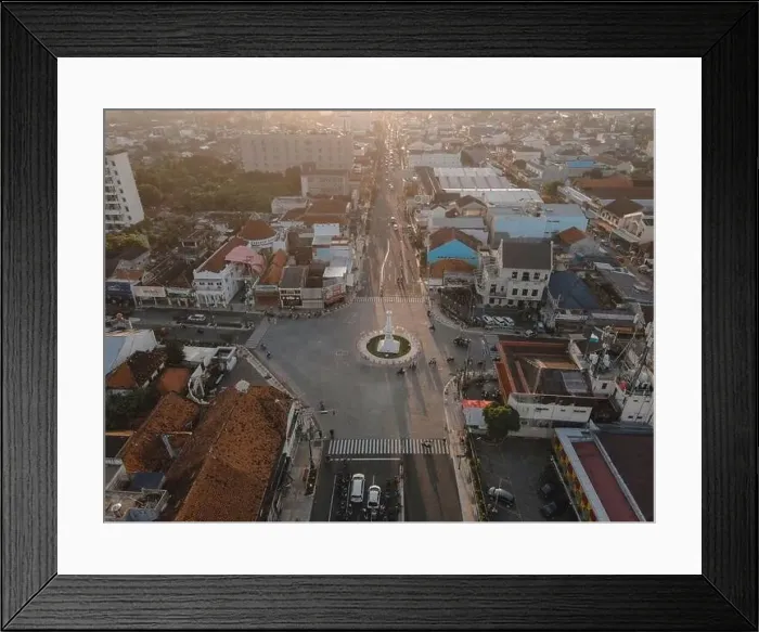 Framed Print : Aerial view of Tugu Jogja or Yogyakarta Monument, Indonesia. Yogyakarta, Indonesia - April, 2021 Framed Print : Aerial view of Tugu Jogja or Yogyakarta Monument, Indonesia. Yogyakarta, Indonesia - April, 2021