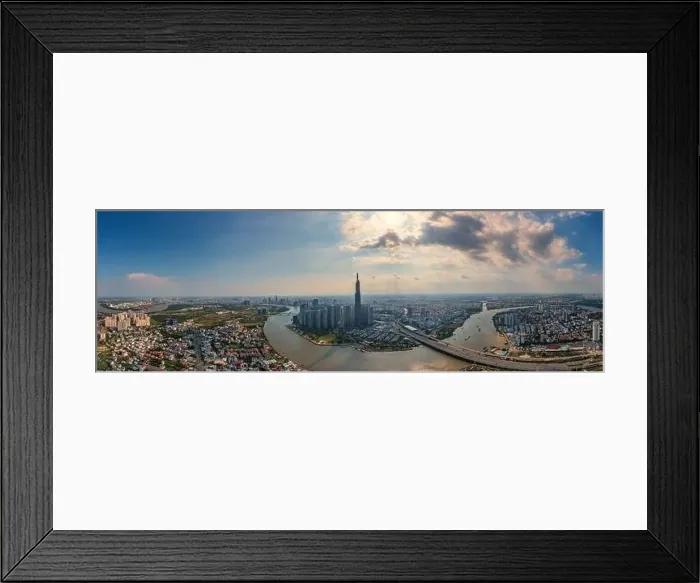 Framed Print : Aerial cityscape photo of Ho Chi Minh city and Saigon river Framed Print : Aerial cityscape photo of Ho Chi Minh city and Saigon river