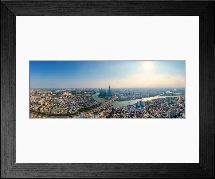 Framed Print : Panorama aerial view of Saigon or Ho Chi Minh city under blue sky Framed Print : Panorama aerial view of Saigon or Ho Chi Minh city under blue sky