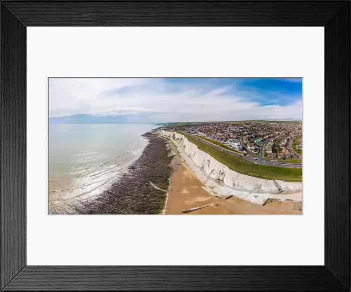 Framed Print : Areal drone panoramic view of the Saltdean and Rottingdean Beach, Brighton Framed Print : Areal drone panoramic view of the Saltdean and Rottingdean Beach, Brighton