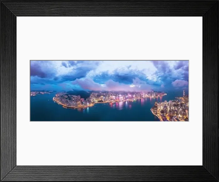 Framed Print : Epic aerial view of cityscape of Hong Kong. Cyberpunk metropolis scene, night, drone view Framed Print : Epic aerial view of cityscape of Hong Kong. Cyberpunk metropolis scene, night, drone view