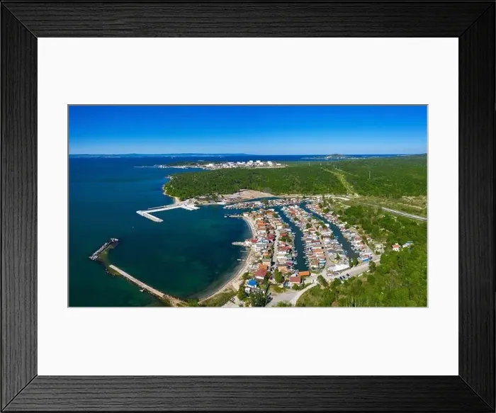 Framed Print : Aerial view to a fishing village. Burgas, Bulgaria Framed Print : Aerial view to a fishing village. Burgas, Bulgaria