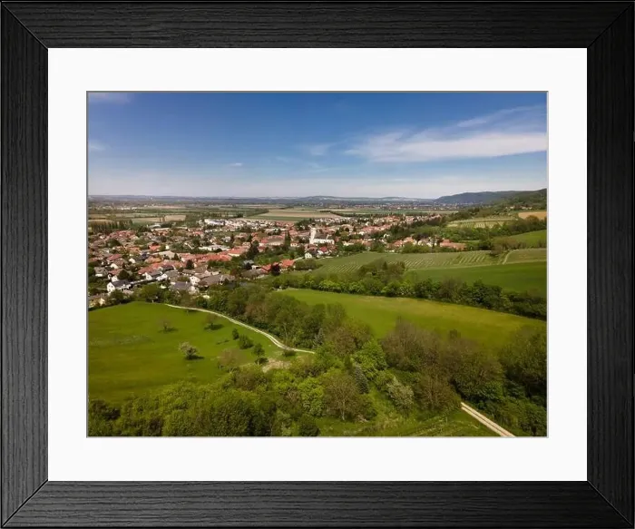Framed Print : aerial drone flight photo of green hills, meadows and fresh forest in Lower Austria at the edge of Vienna Woods Framed Print : aerial drone flight photo of green hills, meadows and fresh forest in Lower Austria at the edge of Vienna Woods