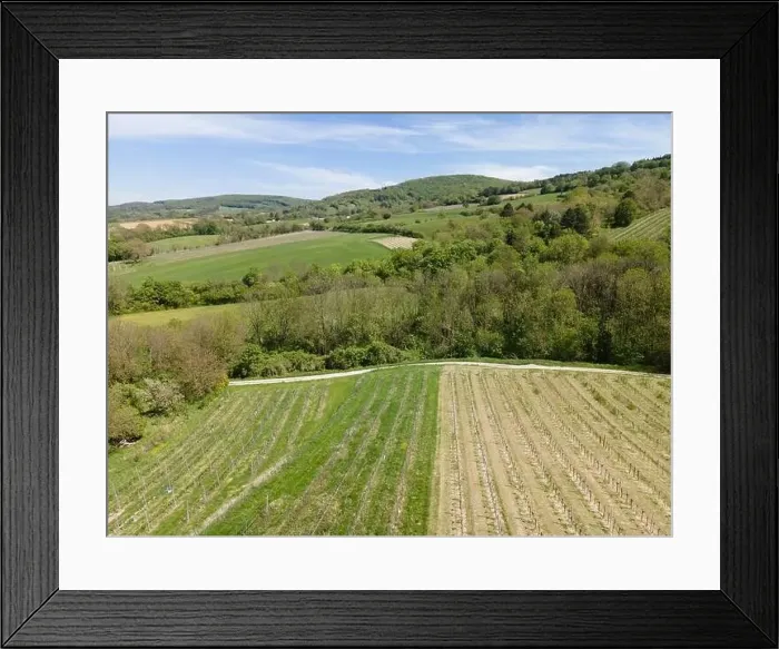 Framed Print : aerial drone flight photo of green hills, meadows and fresh forest in Lower Austria at the edge of Vienna Woods Framed Print : aerial drone flight photo of green hills, meadows and fresh forest in Lower Austria at the edge of Vienna Woods