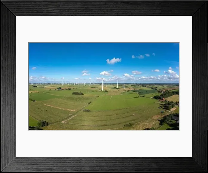 Framed Print : Aerial view with wind farm, Arle, Lower Saxony, Germany, Europe Framed Print : Aerial view with wind farm, Arle, Lower Saxony, Germany, Europe