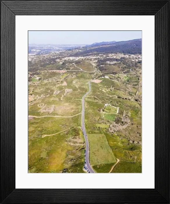 Framed Print : Aerial view of a countryside road from top, Colares, Lisbon, Portugal Framed Print : Aerial view of a countryside road from top, Colares, Lisbon, Portugal