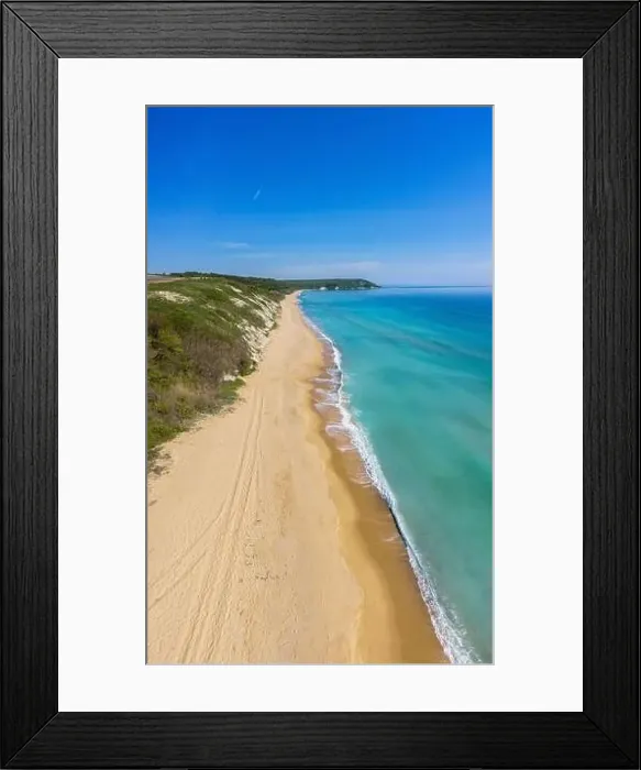 Framed Print : Aerial view to a beautiful beach on Black Sea, Bulgaria Framed Print : Aerial view to a beautiful beach on Black Sea, Bulgaria