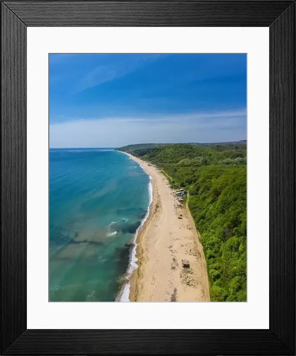 Framed Print : Aerial view to a beautiful beach on Black Sea, Bulgaria Framed Print : Aerial view to a beautiful beach on Black Sea, Bulgaria
