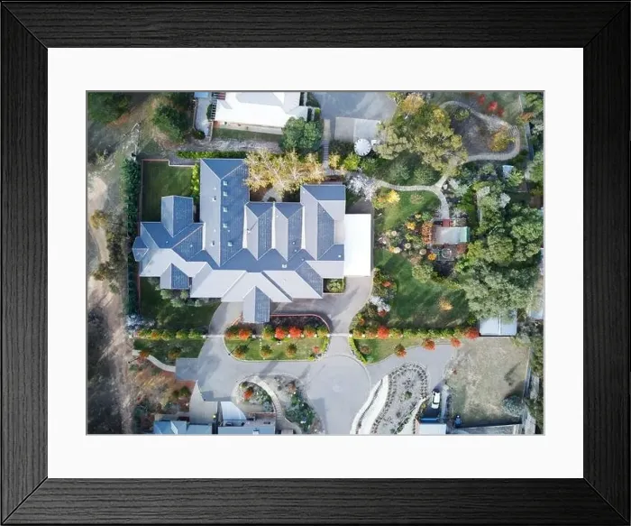 Framed Print : Suburban house Australia aerial view showing trees Framed Print : Suburban house Australia aerial view showing trees