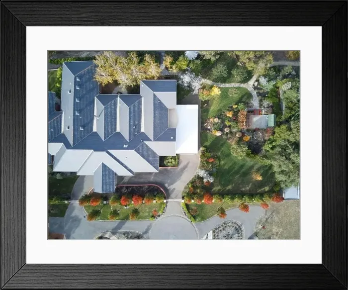Framed Print : Suburban house Australia aerial view showing trees Framed Print : Suburban house Australia aerial view showing trees