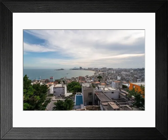 Framed Print : Aerial view of Fujian coastline, fishing village in Dongshan Island, Zhangzhou, Fujian, China Framed Print : Aerial view of Fujian coastline, fishing village in Dongshan Island, Zhangzhou, Fujian, China