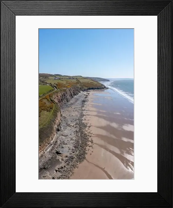 Framed Print : View of Amroth Beach on the Pembrokeshire coast in winter with very few people Framed Print : View of Amroth Beach on the Pembrokeshire coast in winter with very few people