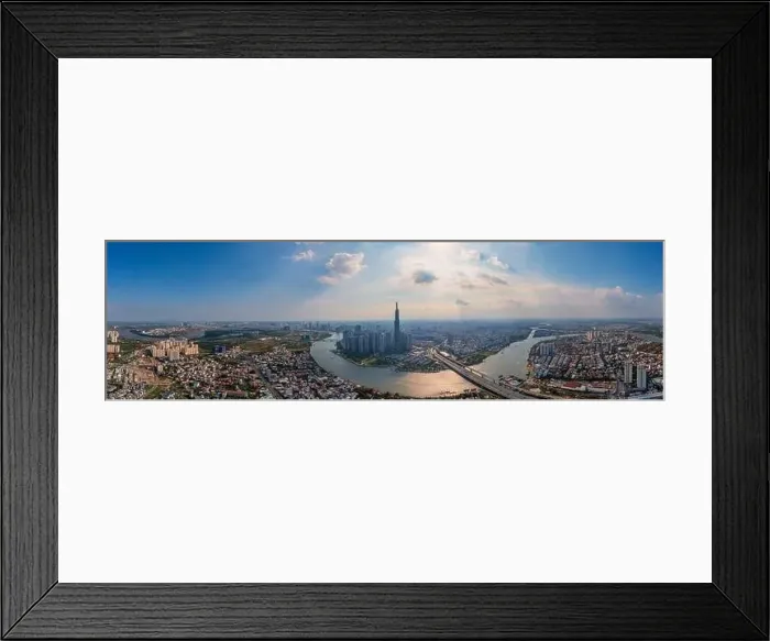 Framed Print : Aerial panorama photo of Ho Chi Minh city skyline in morning Framed Print : Aerial panorama photo of Ho Chi Minh city skyline in morning