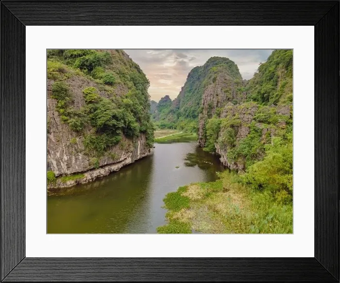 Framed Print : the majestic scenery on Ngo Dong river in Tam Coc Bich Dong view from drone in Ninh Binh province of Viet Nam Framed Print : the majestic scenery on Ngo Dong river in Tam Coc Bich Dong view from drone in Ninh Binh province of Viet Nam