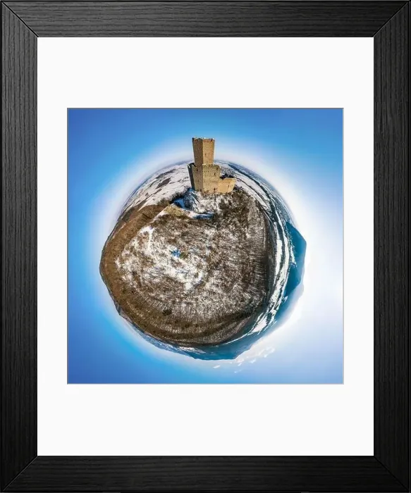 Framed Print : Panoramic view of the Ortenburg castle in the Vosges. Aerial view, drone shooting. Winter, Snow lies on the mountains Framed Print : Panoramic view of the Ortenburg castle in the Vosges. Aerial view, drone shooting. Winter, Snow lies on the mountains