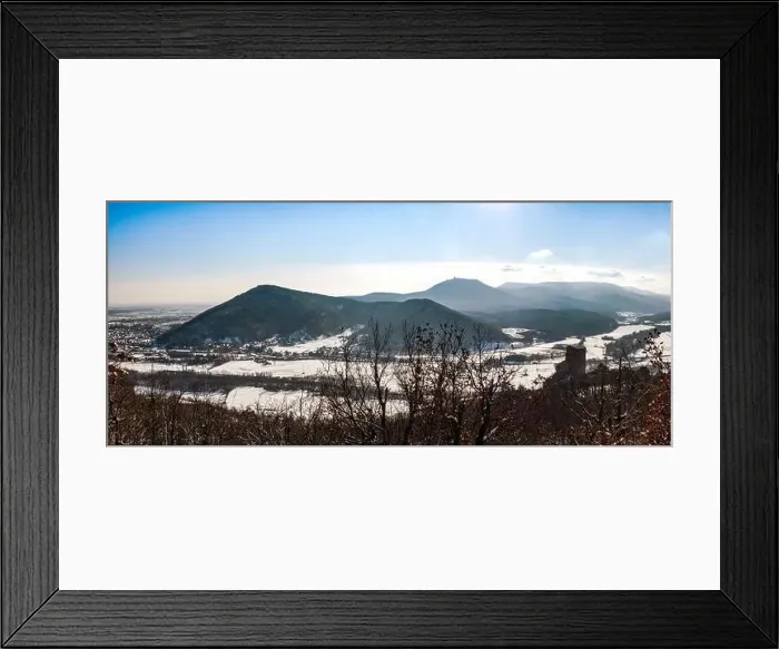 Framed Print : Panoramic view of the Ortenburg castle in the Vosges. Aerial view, drone shooting. Winter, Snow lies on the mountains Framed Print : Panoramic view of the Ortenburg castle in the Vosges. Aerial view, drone shooting. Winter, Snow lies on the mountains
