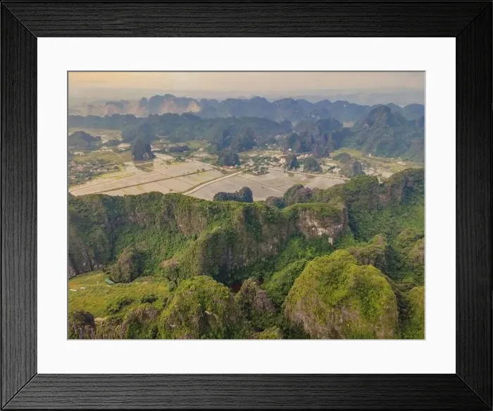 Framed Print : the majestic scenery on Ngo Dong river in Tam Coc Bich Dong view from drone in Ninh Binh province of Viet Nam Framed Print : the majestic scenery on Ngo Dong river in Tam Coc Bich Dong view from drone in Ninh Binh province of Viet Nam