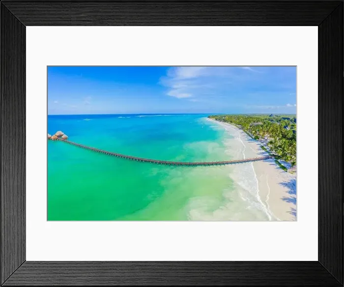 Framed Print : Aerial view of palms on the sandy beach of Indian Ocean at sunny day Framed Print : Aerial view of palms on the sandy beach of Indian Ocean at sunny day